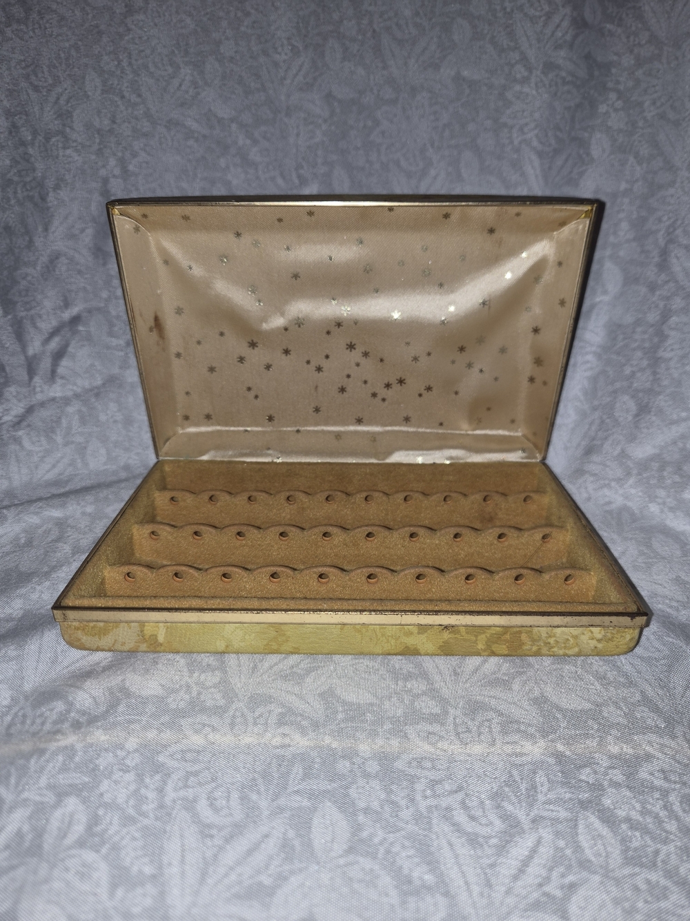Mele.Vintage Gold Tone Jewelry Display Box